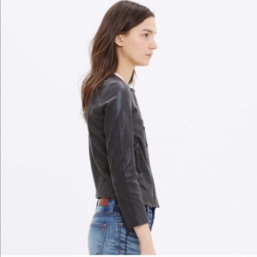 Madewell ‘Metropolis’ Collarless Leather Jacket - Picture 7 of 16